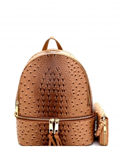 Ostrich Croc Backpack with Wallet OS1082W STONE